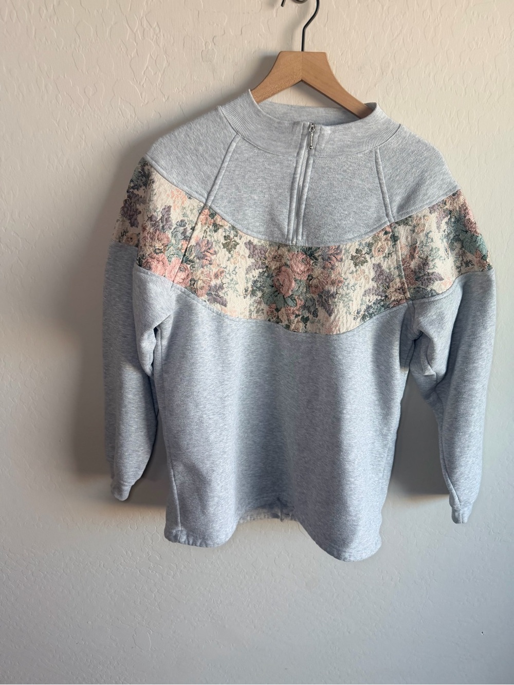 VTG Justin Allen Gray Women's Floral Tapestry Sweatshirt M 90s Y2K Preppy Boho